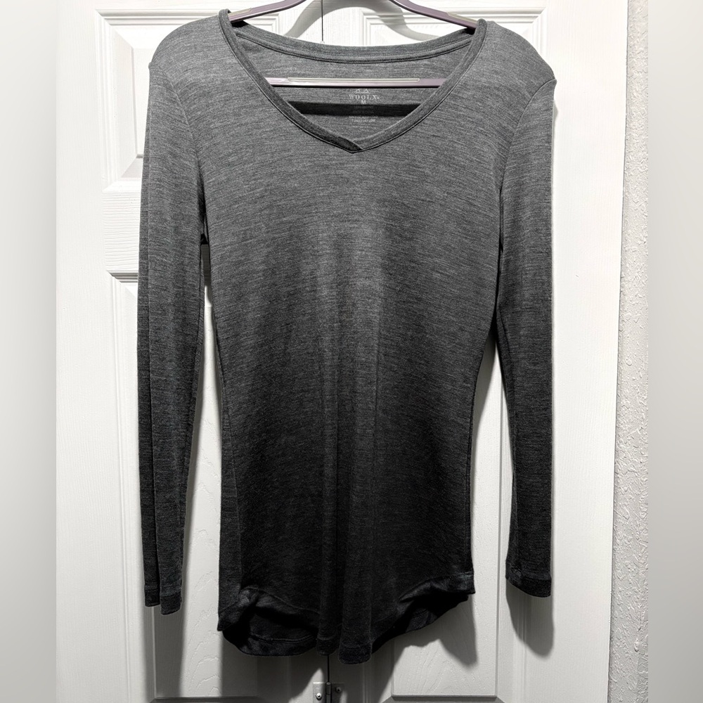 Woolx Eva Gray Long Sleeve V-Neck Tunic